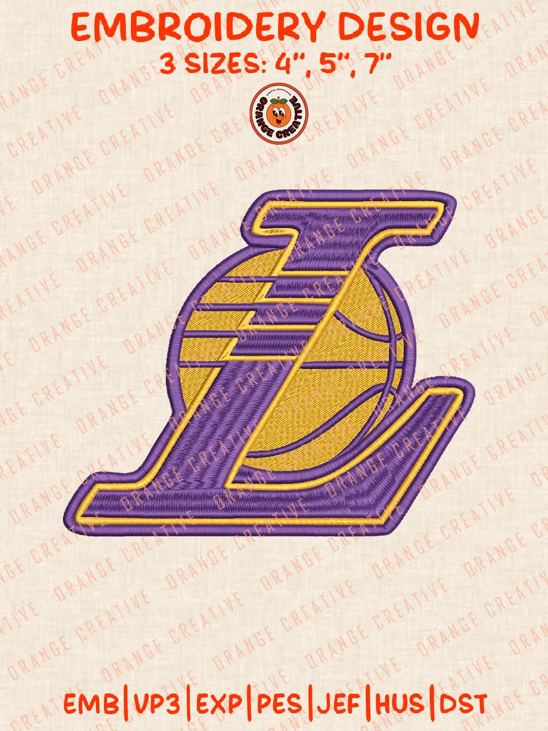 NBA Los Angeles Lakers Logos Embroidery Designs, NBA Team Logo Embroidery Files, Machine Embroidery Design File, 4 Sizes, Custom Size, Digital Download