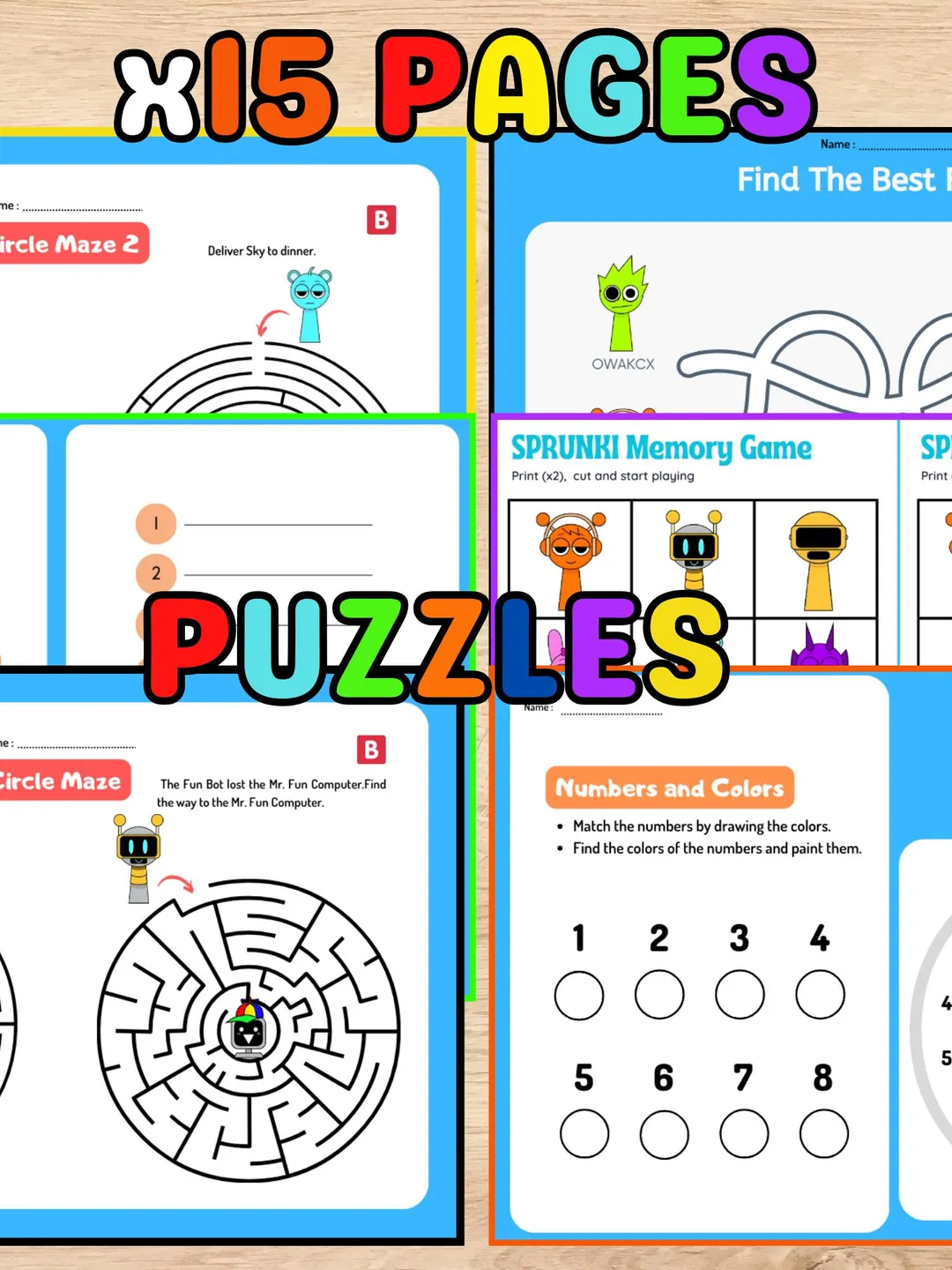Sprunki Math Activity Page Sprunki Activity Book Pdf, Sprunki Activity 15 Pages Puzzles, Mazes ...