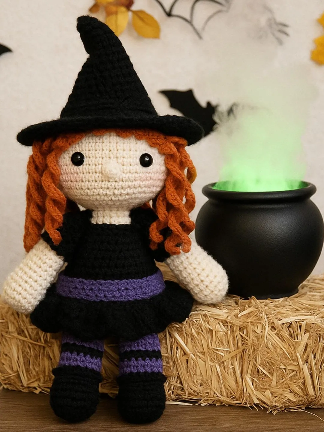 Halloween Witch Regina Crochet Doll Pattern, Myrella Amigurumi Doll PD