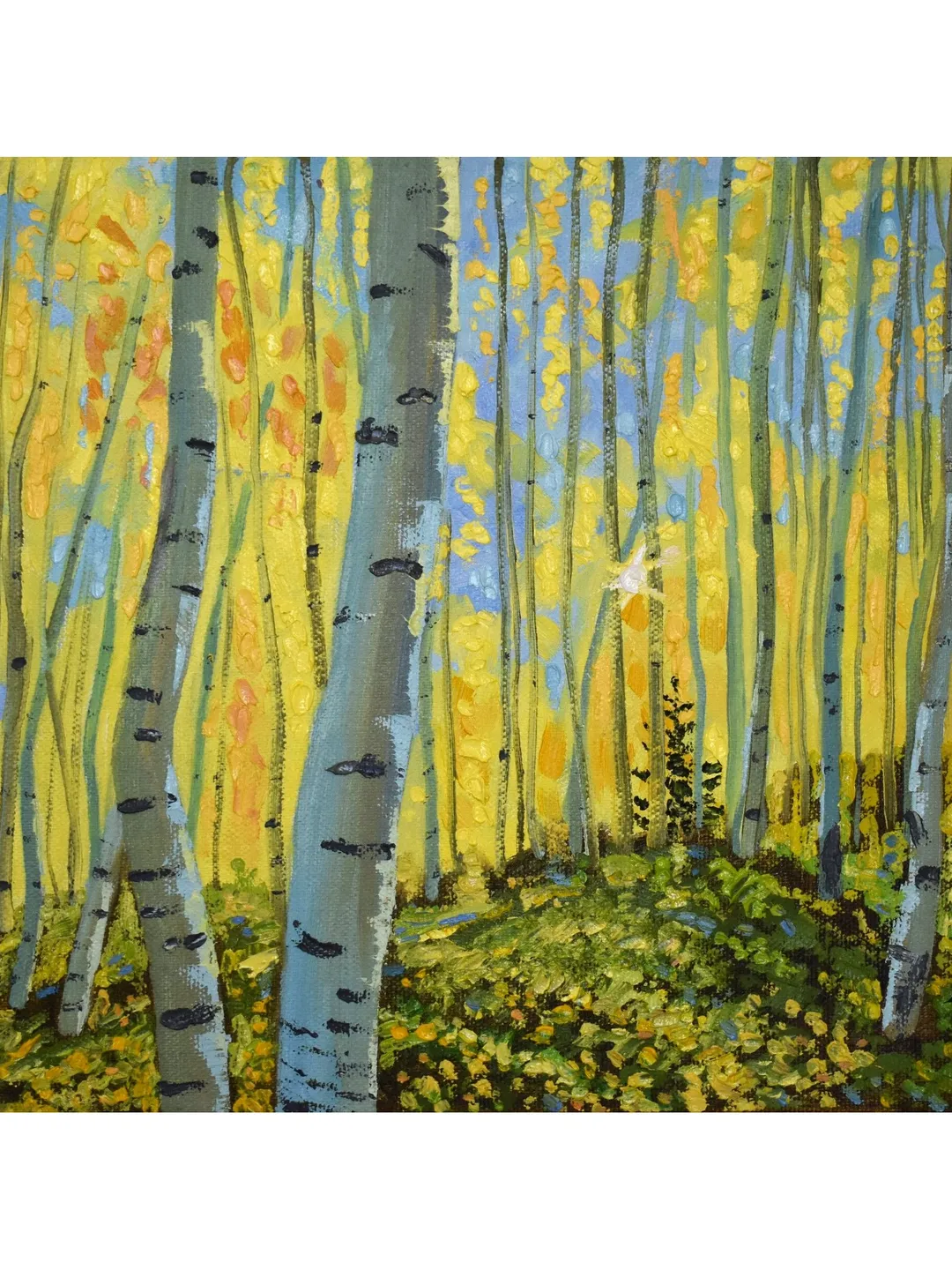 Birch Tree Painting Fall original art Autumn wall art Aspen artwork by Natalia Plotnikova
