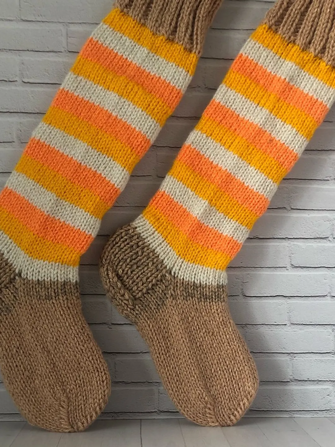 Warming Knee Socks Knitted Handmade