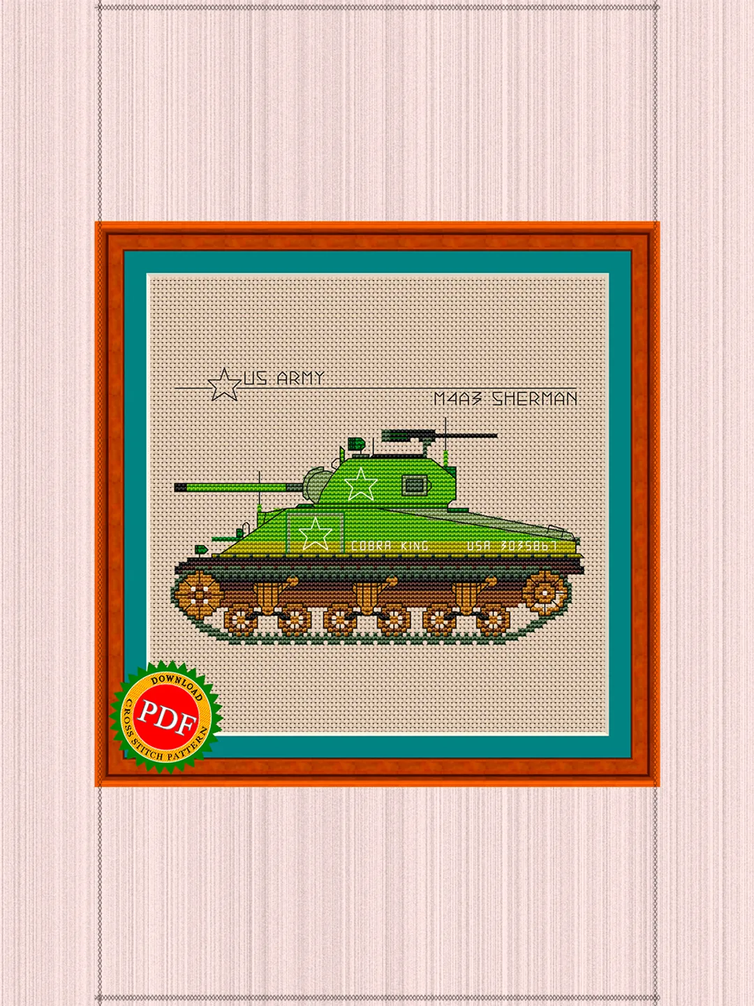 M4 Sherman Cross Stitch Pattern | Medium Tank Sherman Chart