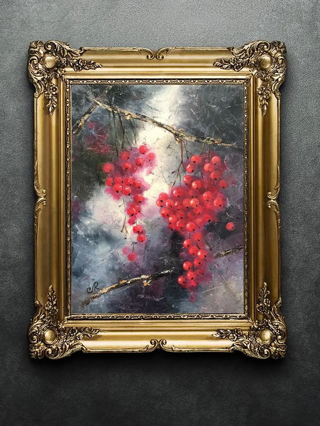 Berries Original Painting Fruits Oil Still Life Kitchen Wall Art Fruits Painting