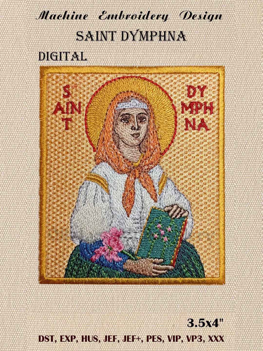 Saint Dymphna embroidery design