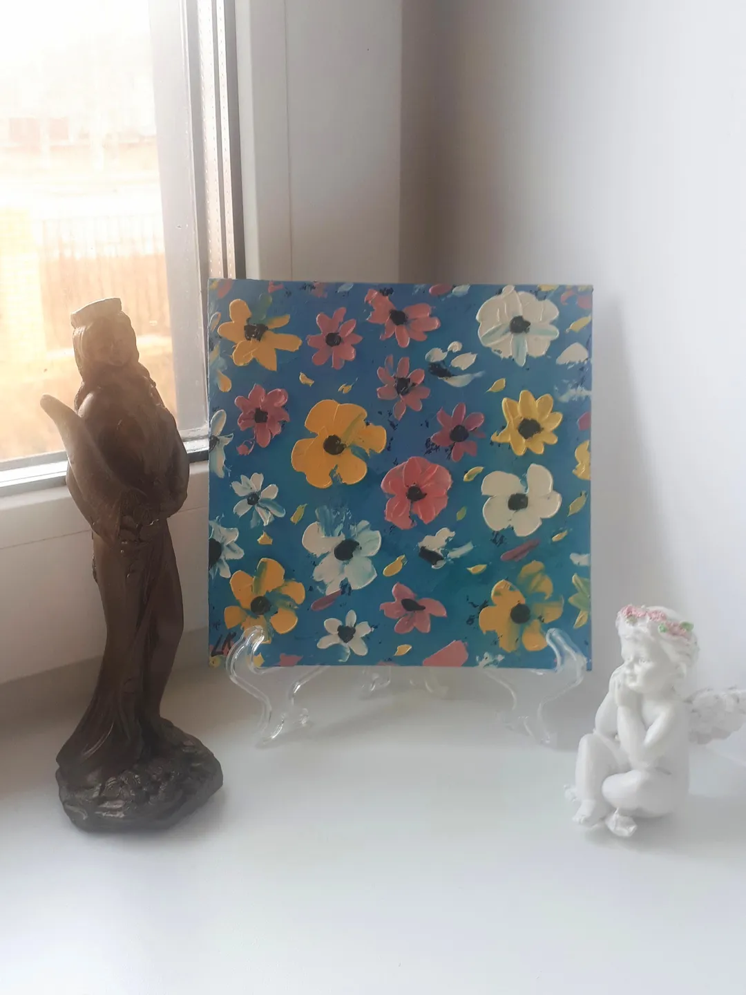 Original Flowers Oil Painting, Abstract Flowers Art Palette Knife Artwork Wildflowers