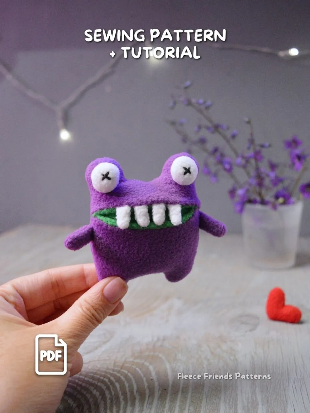 Mini Monster Sewing Pattern PDF, Tiny Plush with Secret Mouth Pocket, Beginner Friendly Toy Tutorial