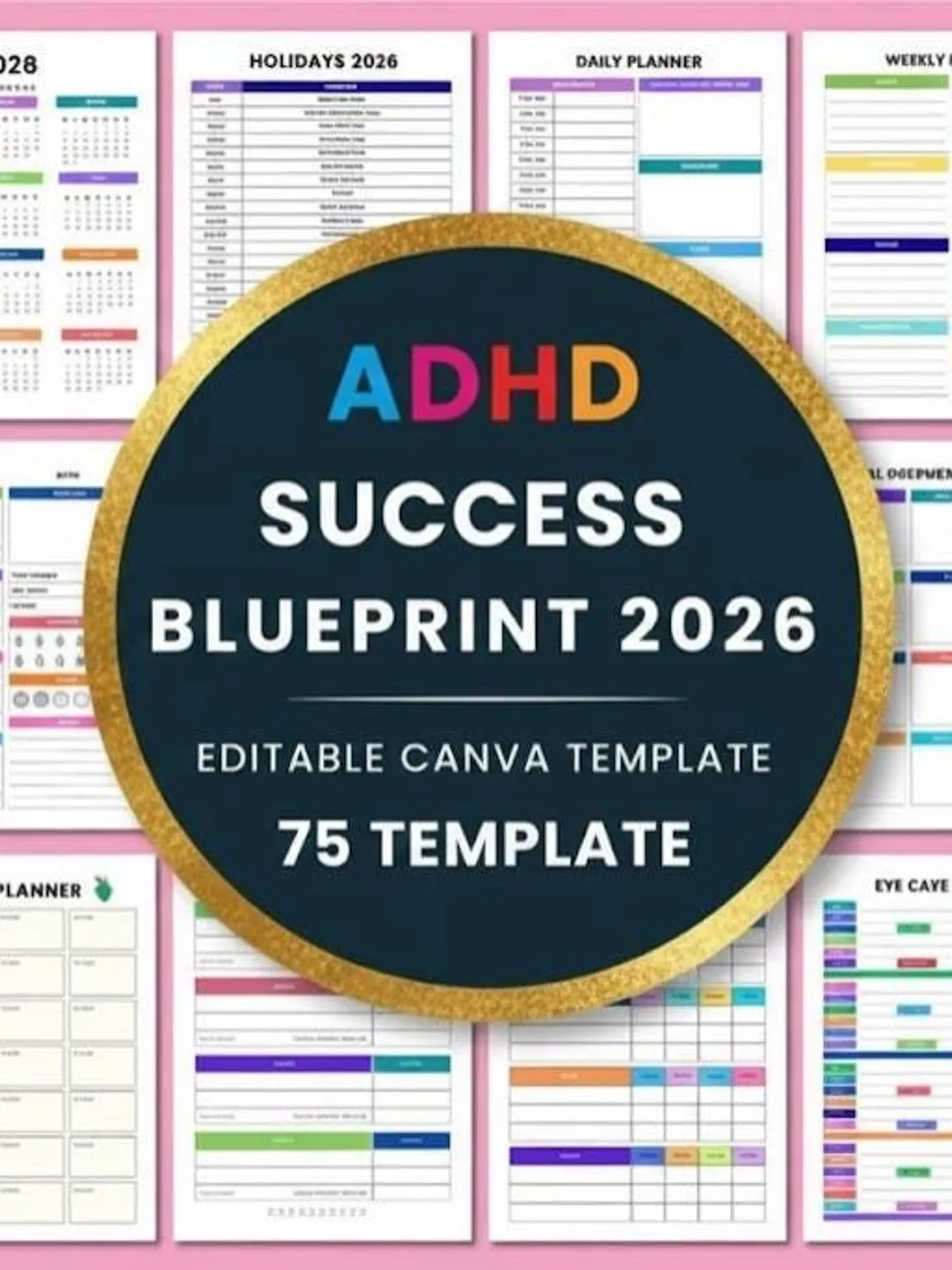 2026 ADHD Planner Digital & Printable - Canva Template KDP Interior ...