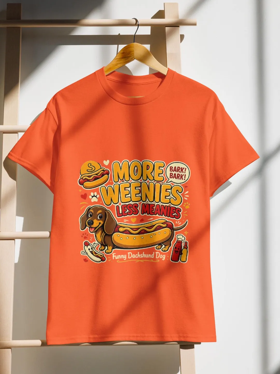 Funny Dachshund Dog T-Shirt: More Weenies Less Meanies Graphic Tee