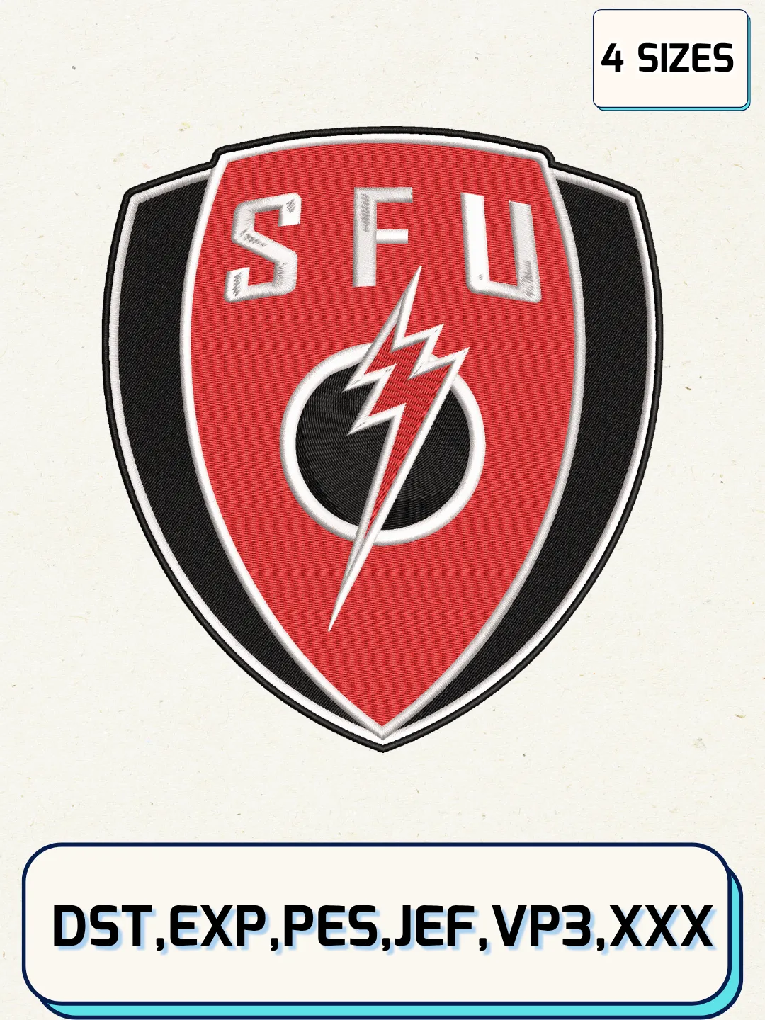 Saint Francis Red Flash Secondary Logos Embroidery Design Files, NCAA Logos Embroidery Designs, Machine Embroidery Files, 4 Sizes
