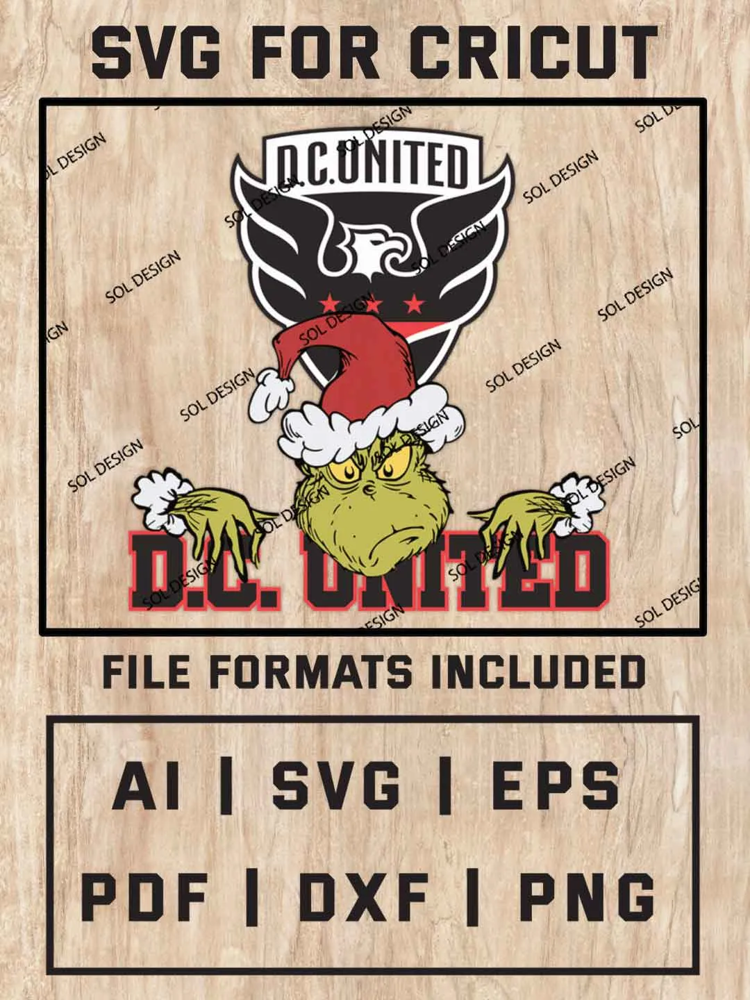Grinch D.C. United SVG, MLS SVG Design, MLS D.C. United Logo SVG, MLS DC United Cricut, Christmas Svg, Grinch svg, Digital Download