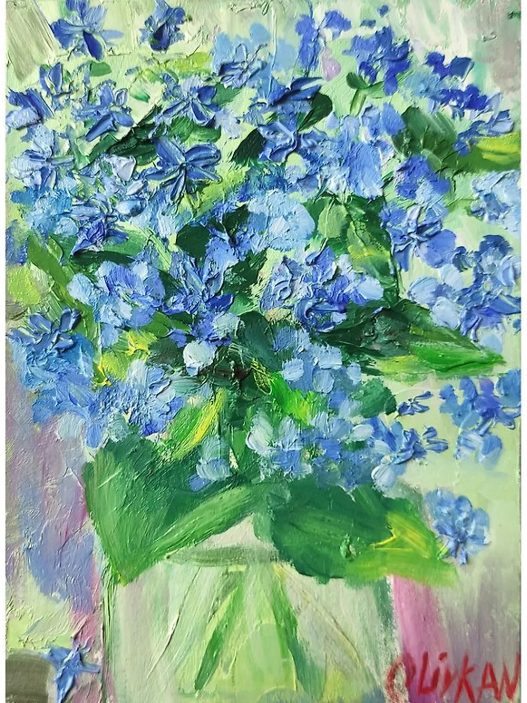 Forget me nots Painting Bluebonnet Original Oil Art Floral Artwork