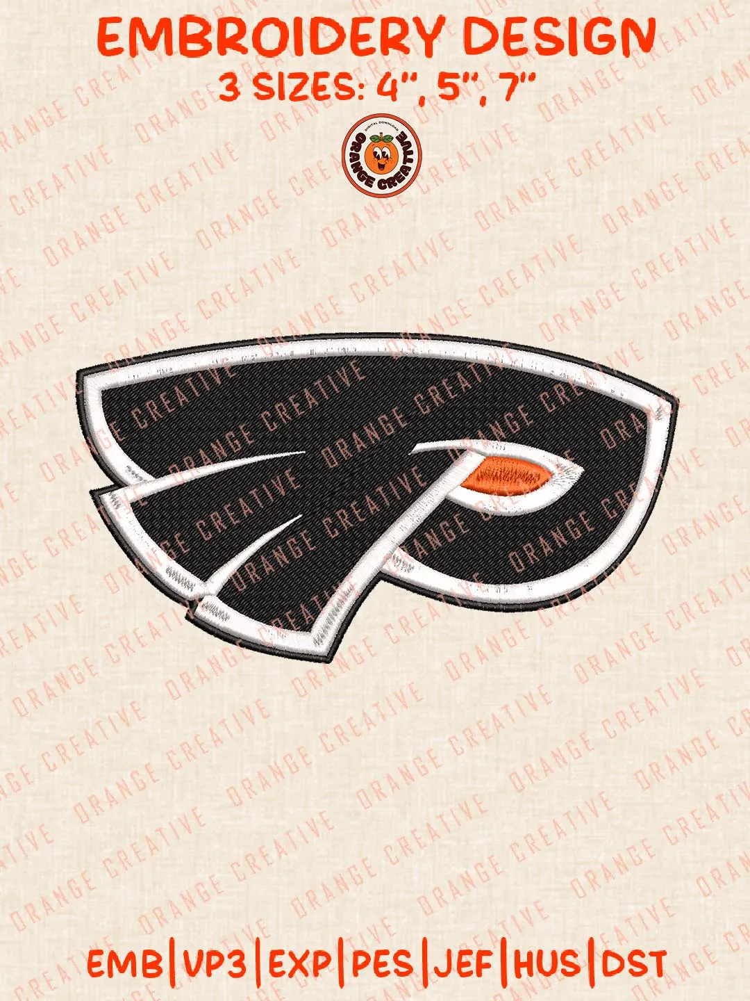 Philadelphia Flyers Hockey Logos Embroidery Designs, NHL Team Logo Embroidery Files, Machine Embroidery Design File, 4 Sizes, Custom Size, Digital Download