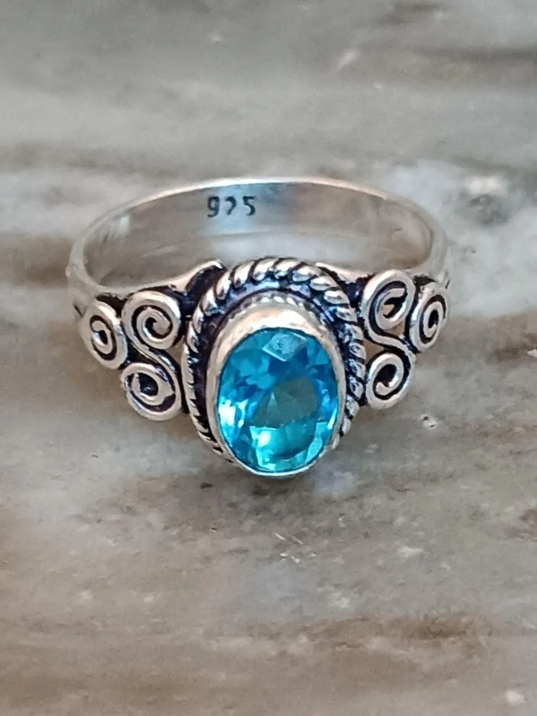Blue Topaz Gemstone Ring, Handmade Ring, 925 Sterling Silver Ring ...