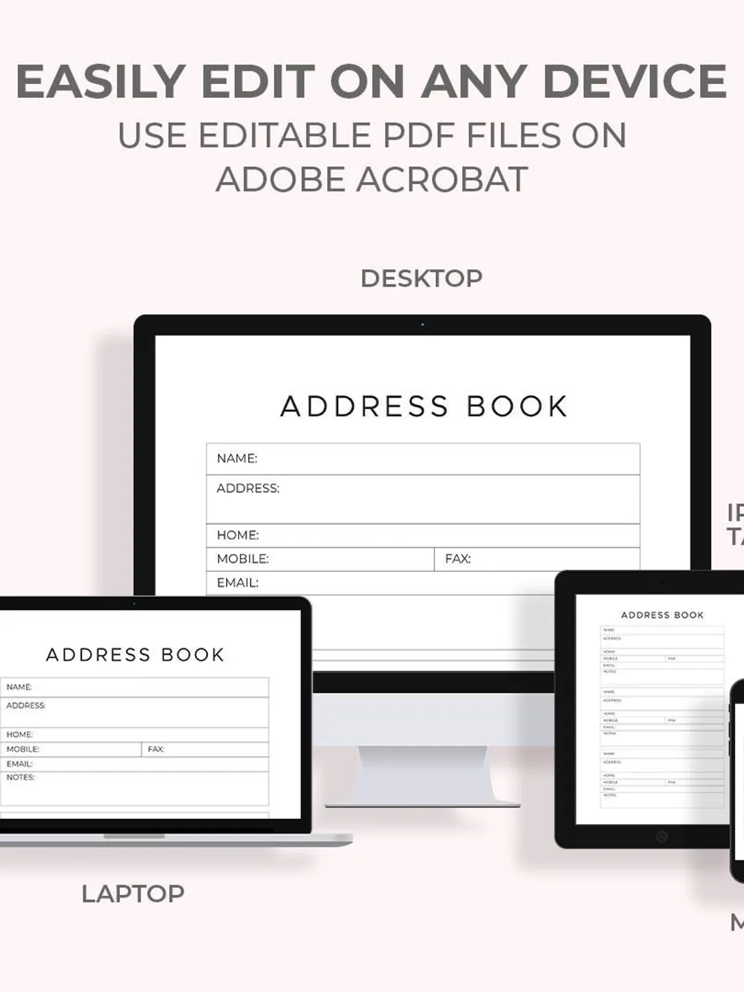 Address Pdf Layout Printable Address Book: Editable Contact List (PDF Download A4/Letter ...