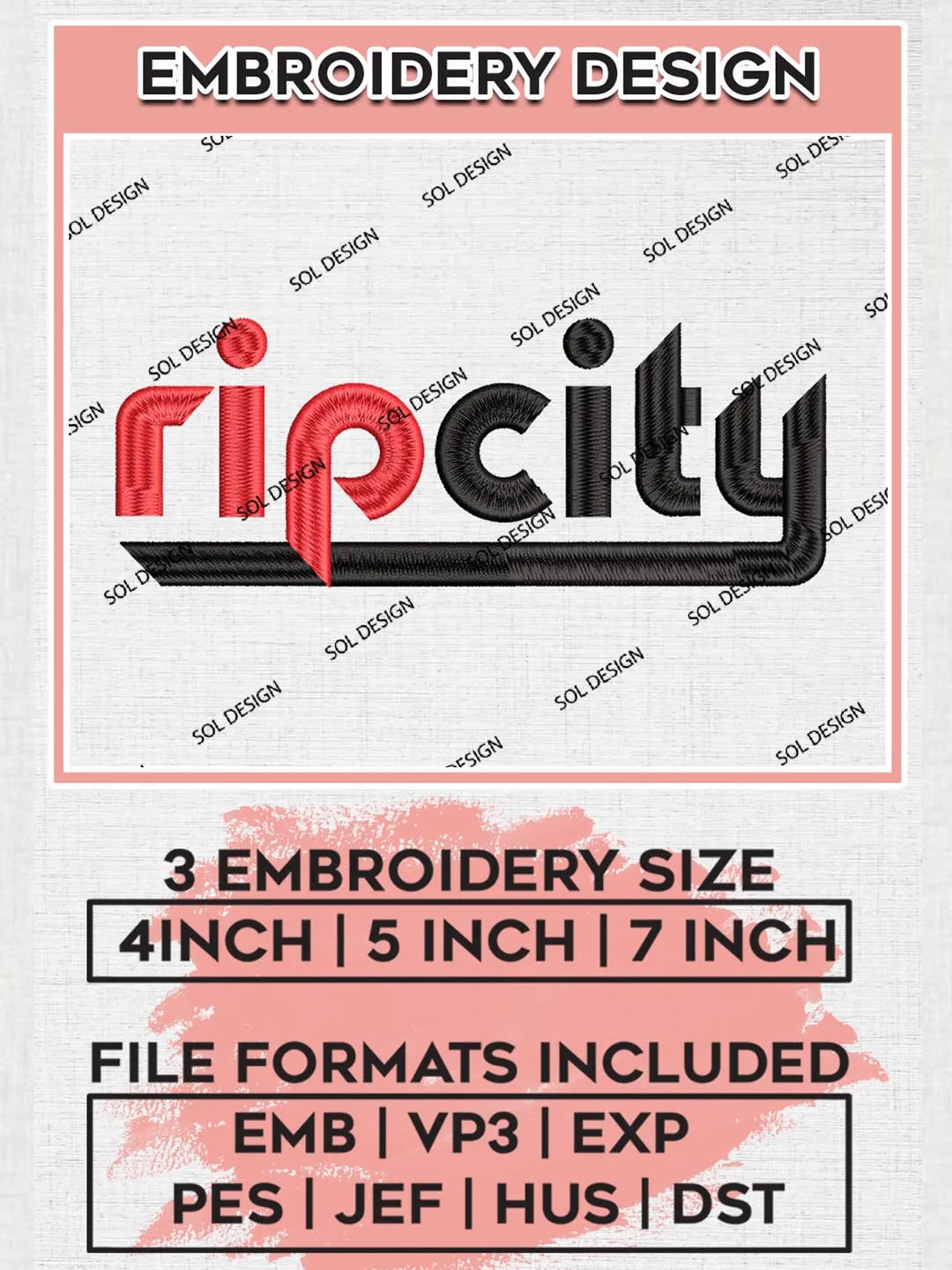 Rip City Machine Embroidery Design Files, Portland Trail Blazers Embroidery Design Files, NBA Teams Embroidery Design, NBA Machine Embroidery Designs, NBA Embroidery Designs, Digital Download