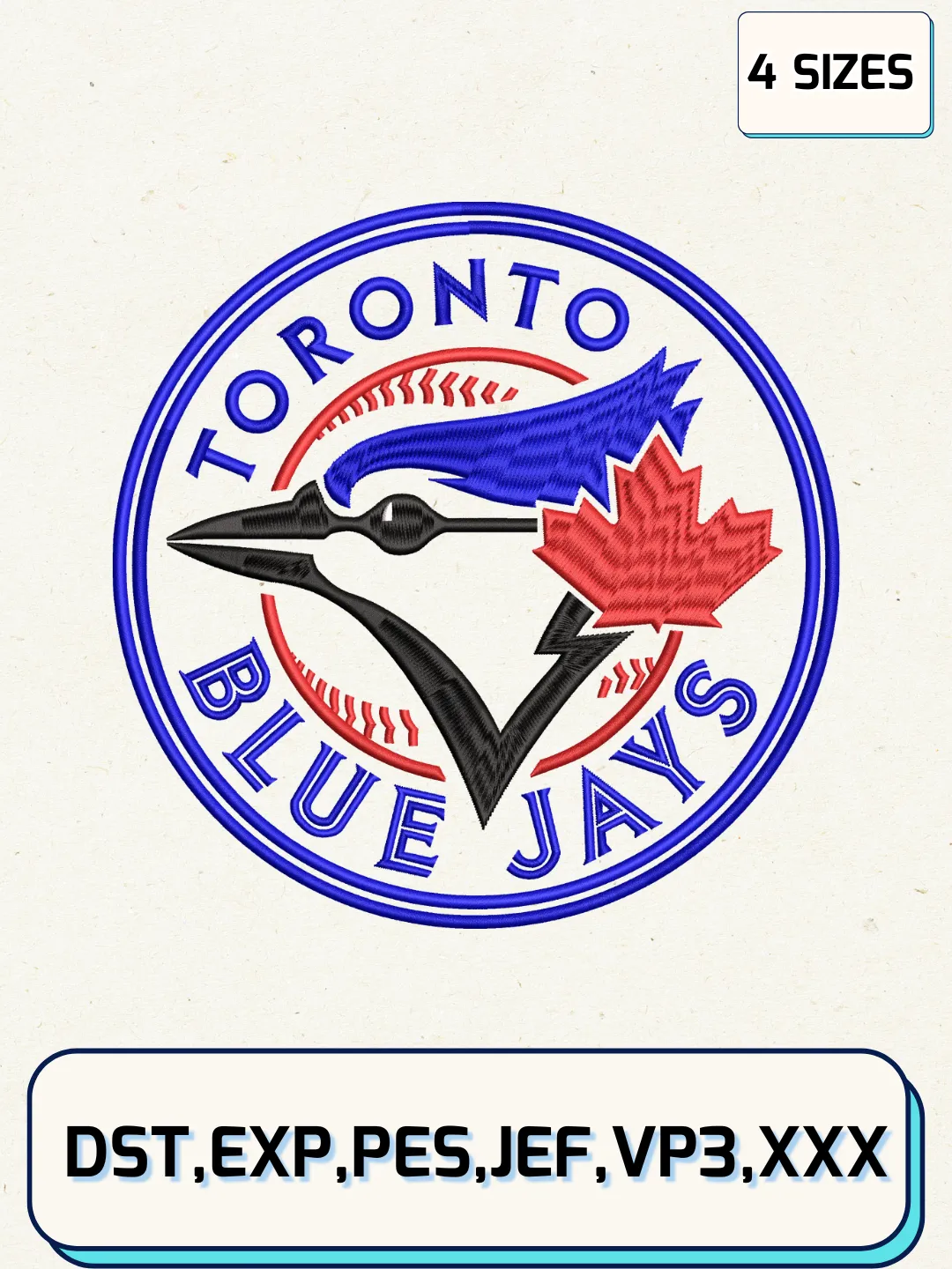 Toronto Blue Jays Logos Embroidery Design Files, MLB Logos Embroidery Designs, Machine Embroidery Files, 4 Sizes