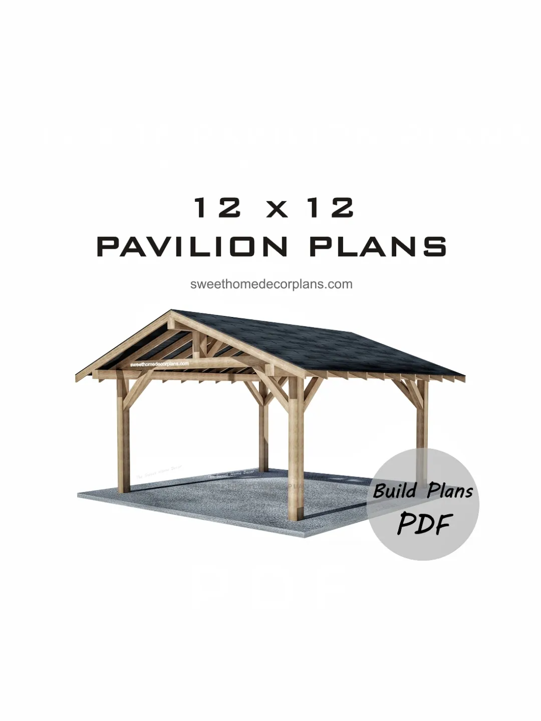 Diy 12 x 12 gable pavilion plans in pdf. Carport plans. Square outdoor ...