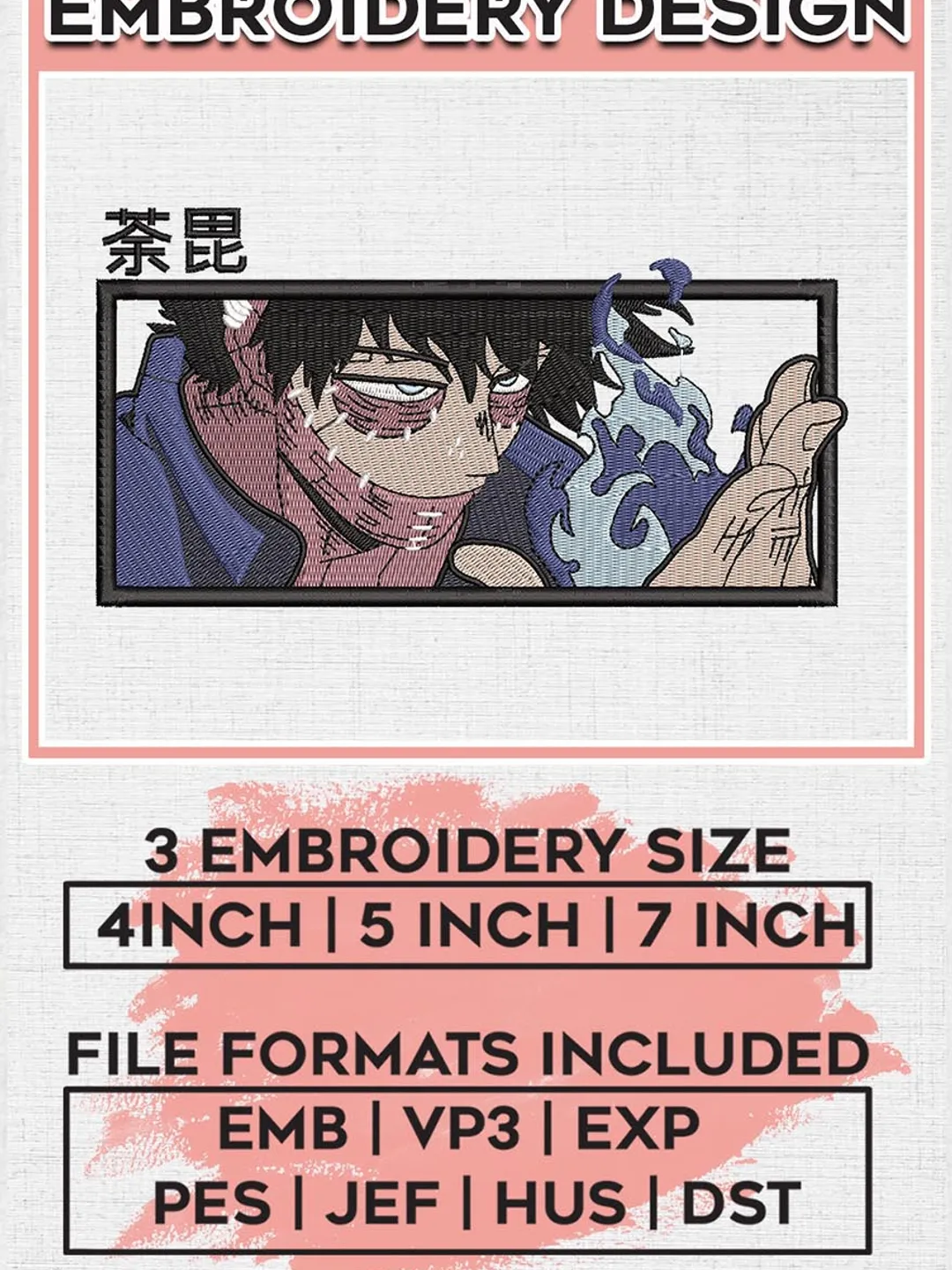 Dabi embroidery design, My hero academia embroidery, embroidery file, anime design, anime shirt, Digital download EMB_ANIME_221