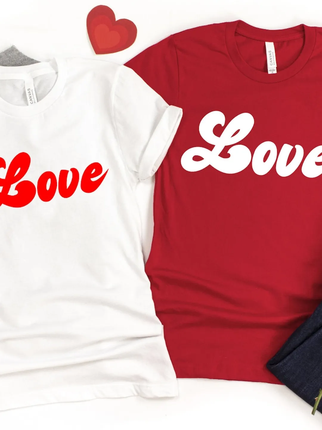Valentine's Tee: Love Heart Graphic - Casual Fit (Women's and Unisex Sizes)