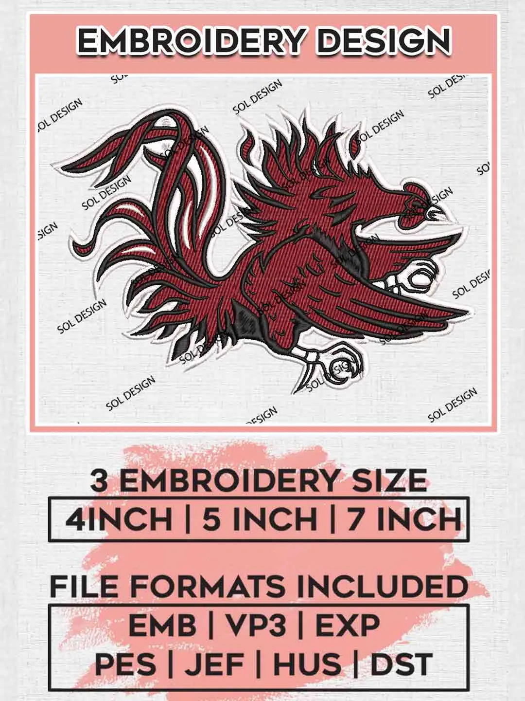 South Carolina Gamecocks Embroidery Designs, NCAA Logo Machine Embroidery Files, NCAA South Carolina Gamecocks Logo, NCAA Embroidery Designs, Machine Embroidery Designs, Digital Download