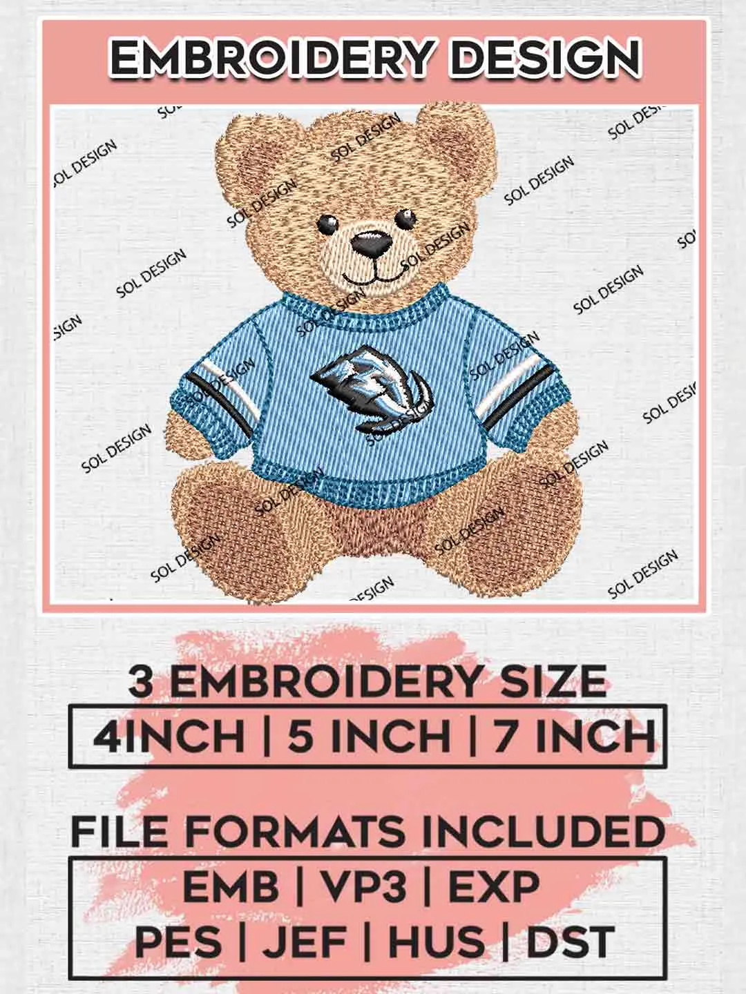 NHL Utah Mammoth Cute Teddy Bear Embroidery Designs, Vintage Sports Bear Hockey Embroidery Design File, NHL Team, Sport Bear Embroidery, NHL Utah Mammoth Team Embroidery, Digital Download