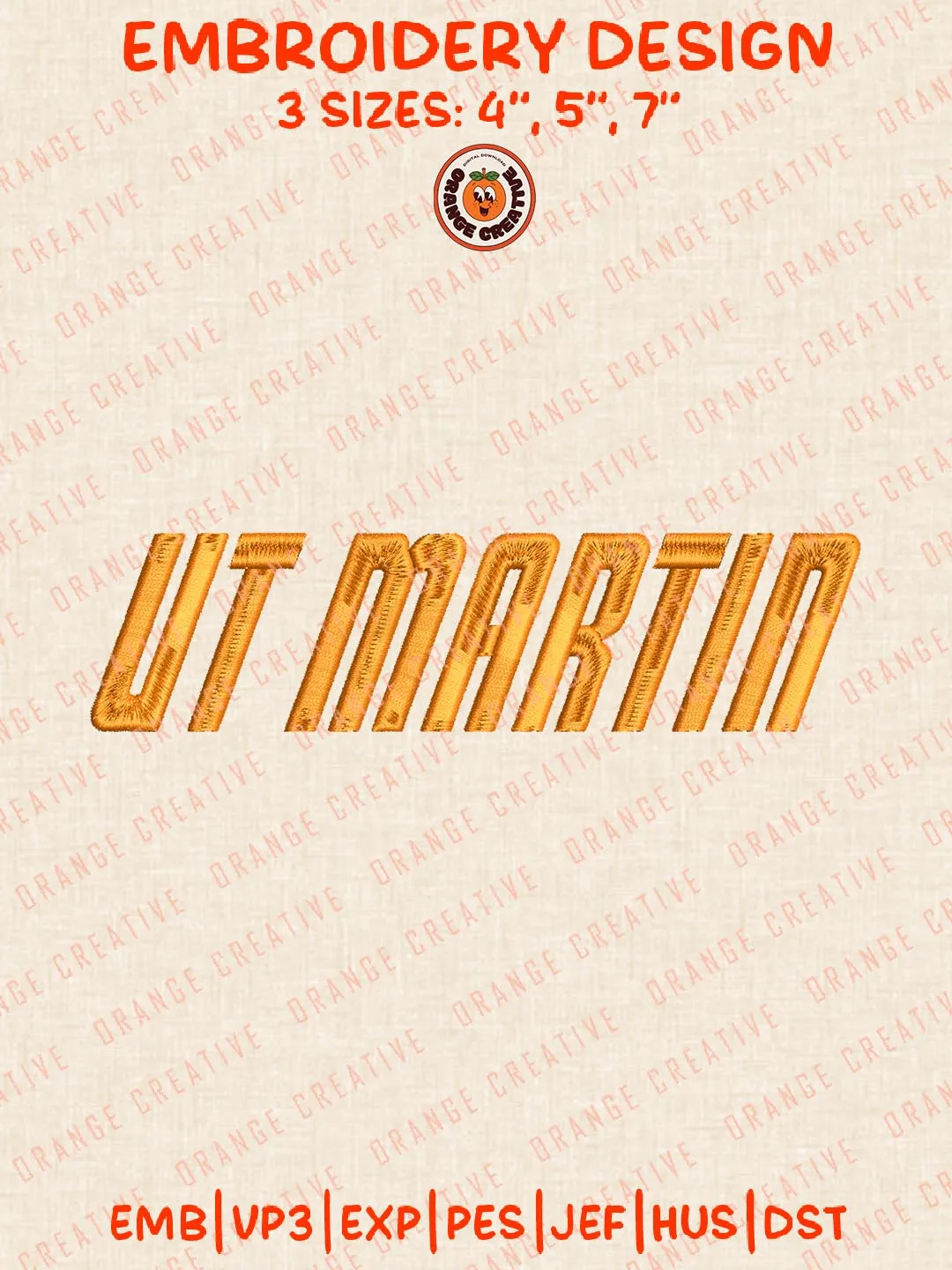 UT Martin Text Logo Embroidery Design Files, NCAA Logos Embroidery Designs, NCAA UT Martin Skyhawks Machine Embroidery Files, 3 Sizes, Custom Sizes, Instant Download