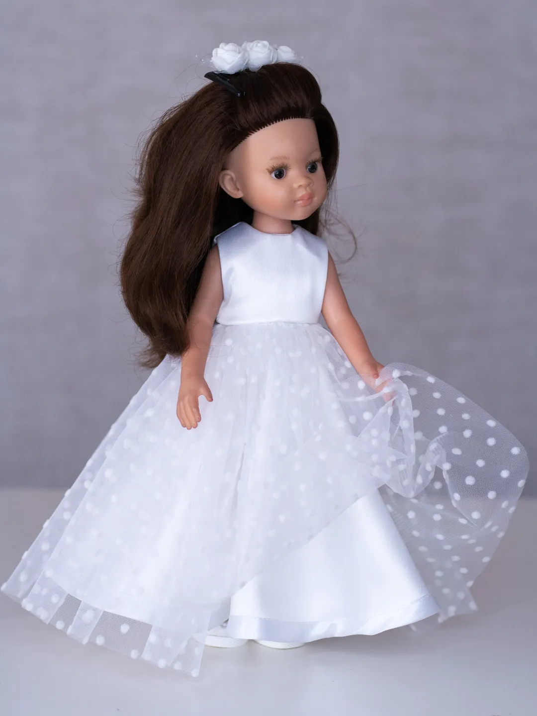 Paola Reina doll clothes, White long dress for Paola Reina, 13 inch doll clothes, Doll clothes, Dolls outfit, 32 cm doll