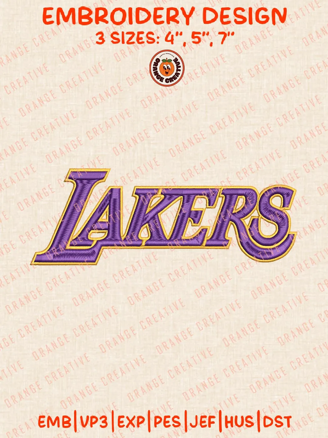 NBA Lakers Text Logos Embroidery Designs, NBA Los Angeles Lakers Team Logo Embroidery Files, Machine Embroidery Design File, 4 Sizes, Custom Size, Digital Download