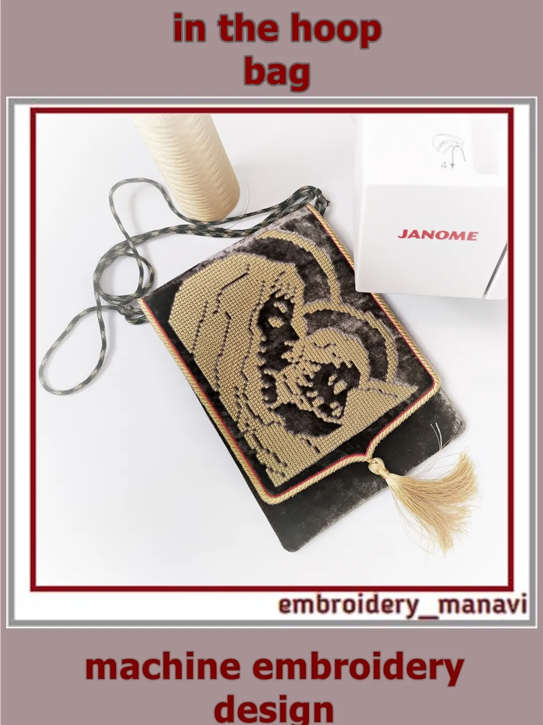 In the hoop bag with Madonna and Child Machine Embroidery Design ITH