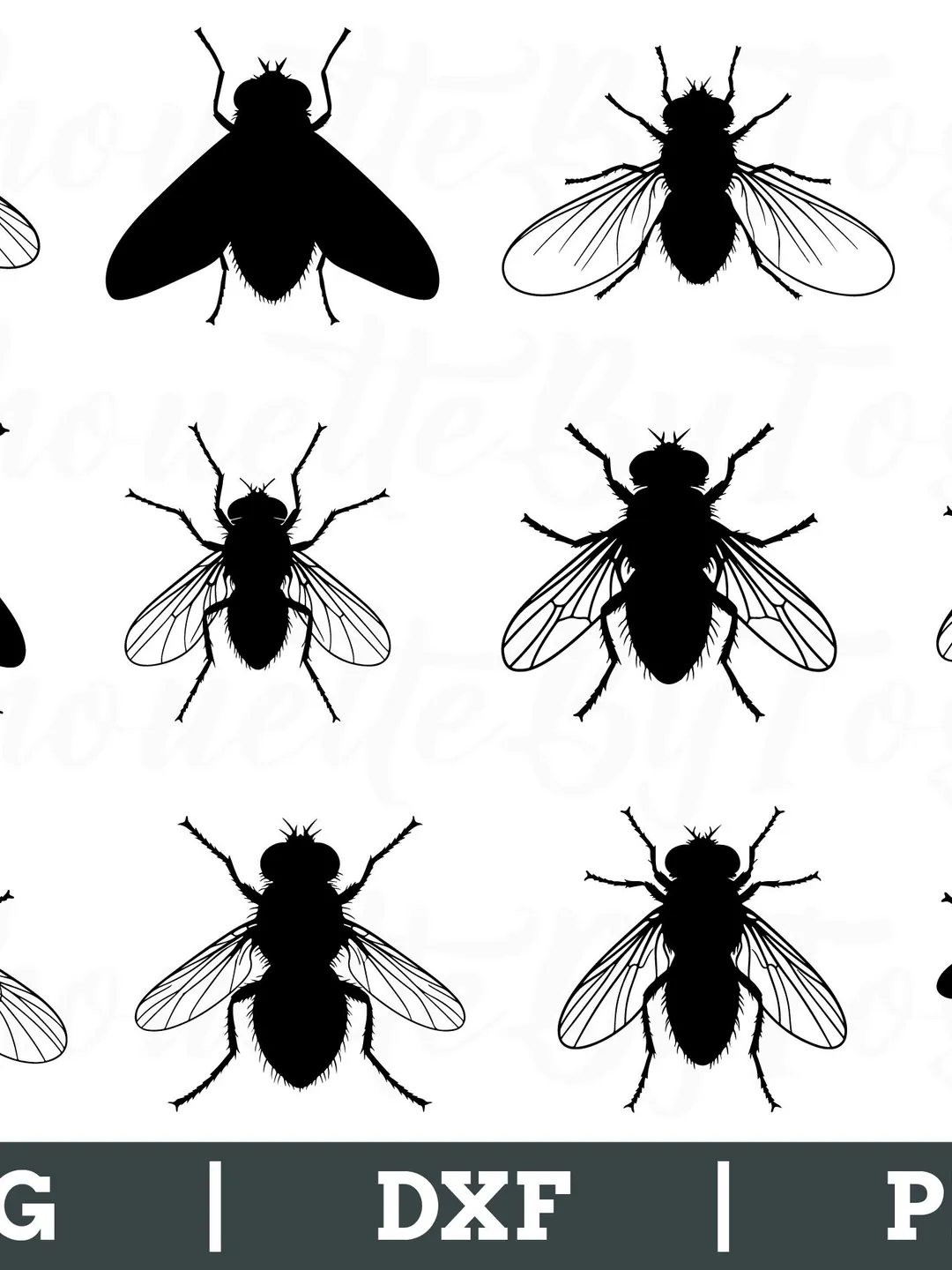 Flies Svg, Flies Silhouette, Fly Cut File, Fly Vector, Fly Dxf, Png