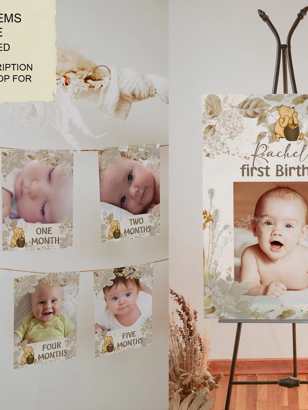 Milestone Board Winnie the Pooh Birthday Party; Winnie Pooh 1st ...