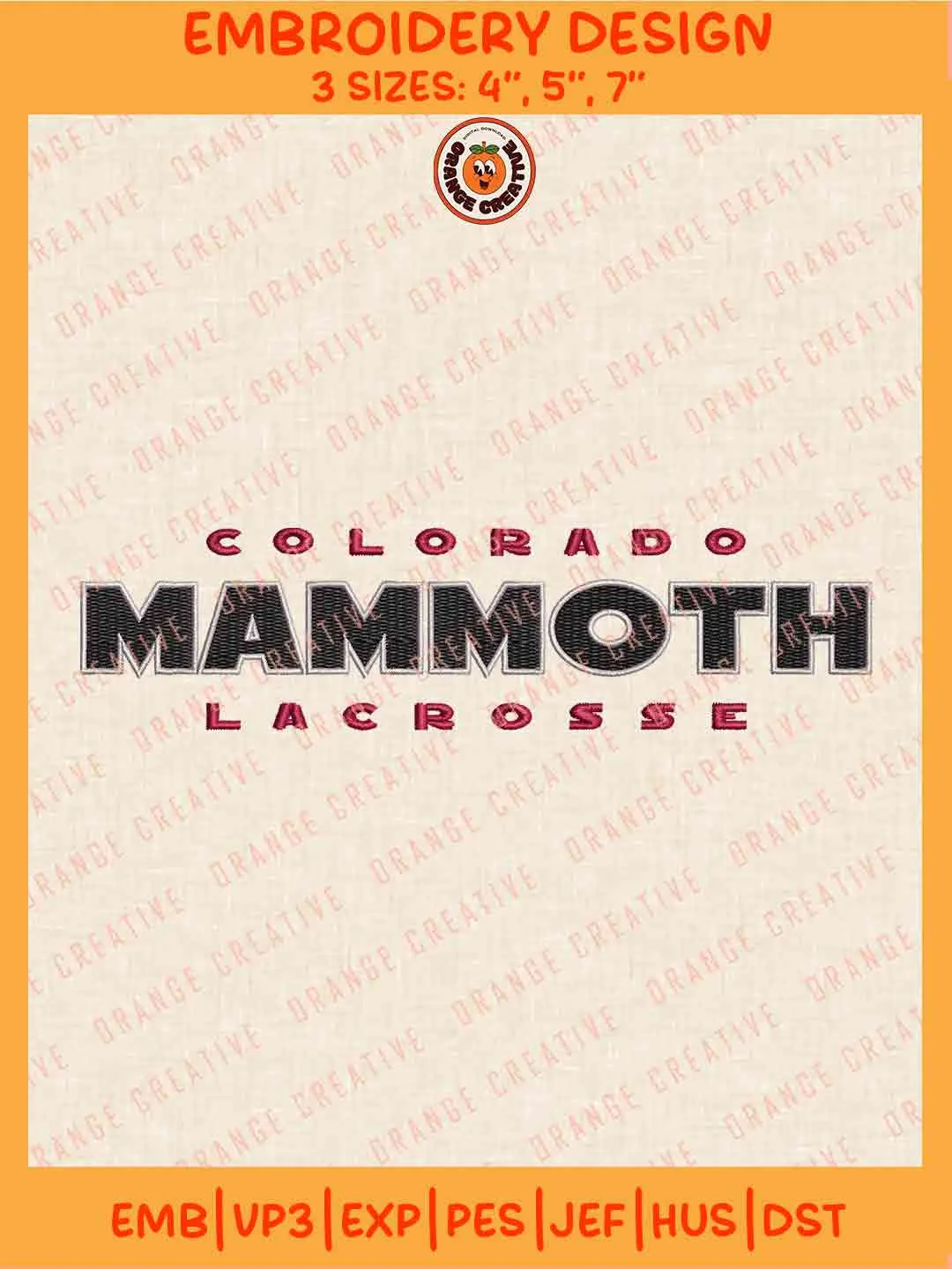 Colorado Mammoth Lacrosse Word Logo Embroidery Files, Colorado Mammoth Lacrosse Team Embroidery Designs, NLL Mammoth Machine Embroidery Files, NLL Lacrosse Team Machine Embroidery, Digital Download