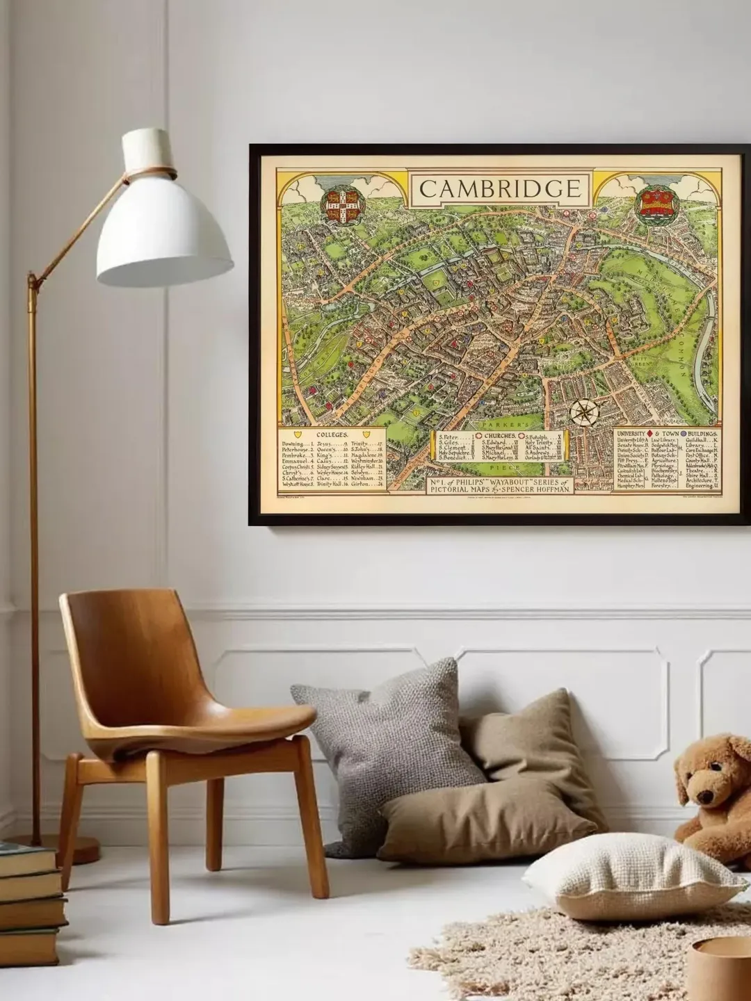 Cambridge England Vintage Map Print | 1929 Wall Art