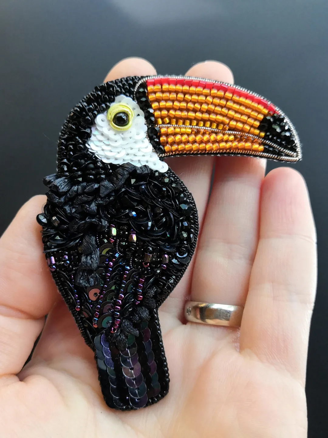 Toucan Bead Brooch