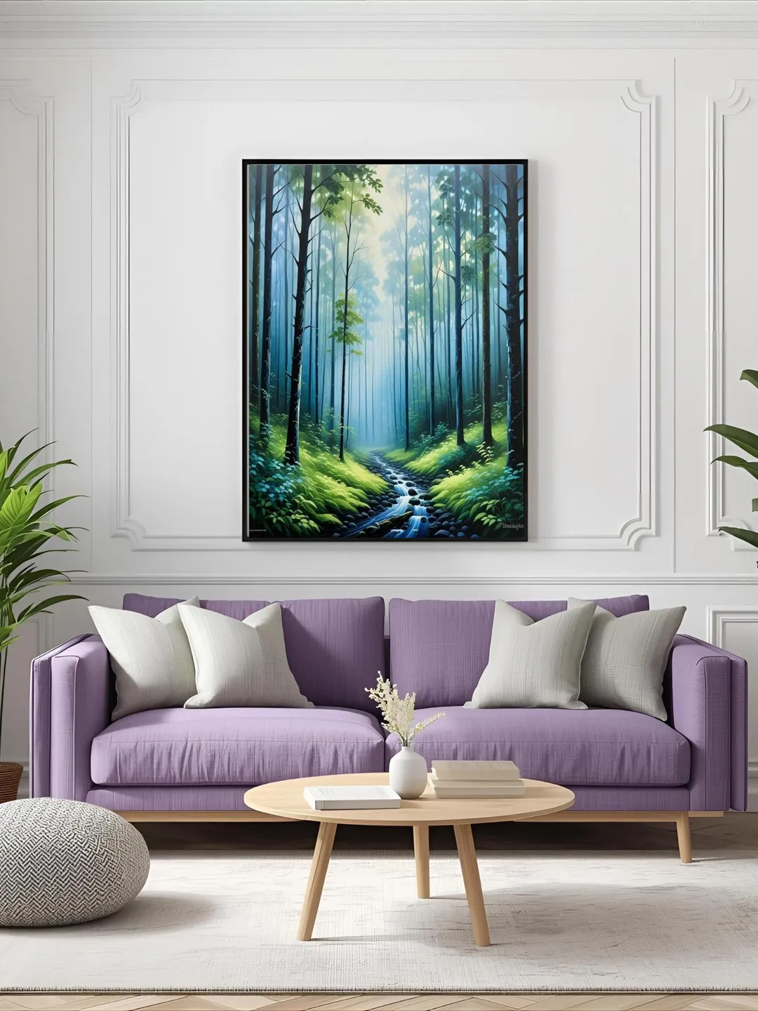 Misty Forest Landscape Print, Woodland Wall Art (Digital Download)