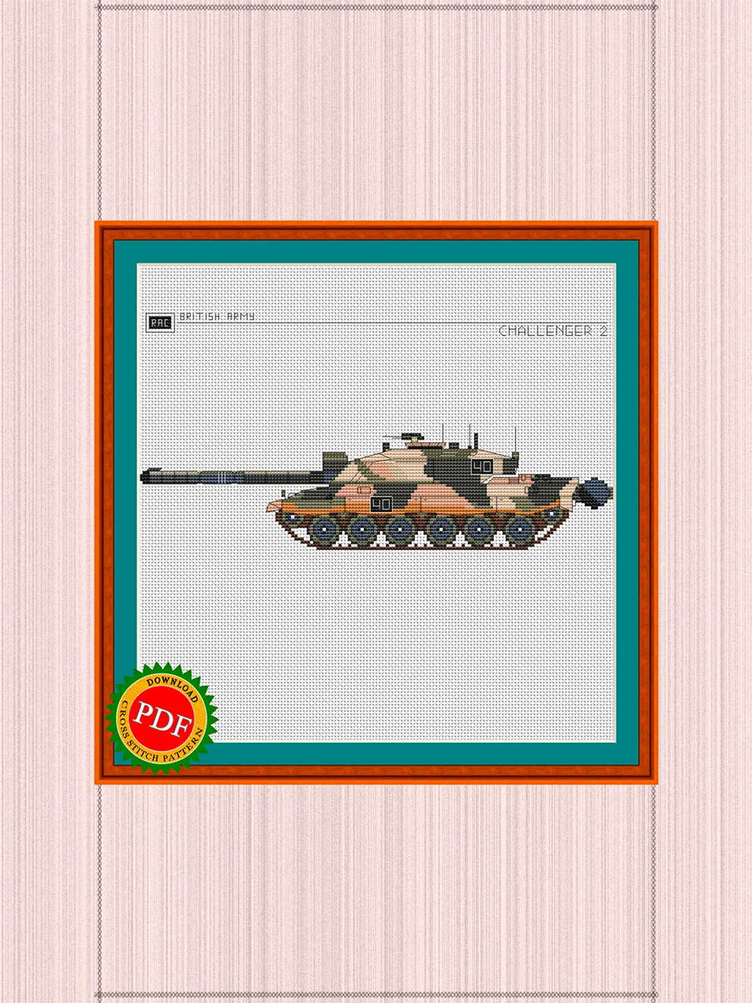 Challenger 2 Cross Stitch Pattern | Main Battle Tank Challenger 2 | British Tank Challenger 2 Chart