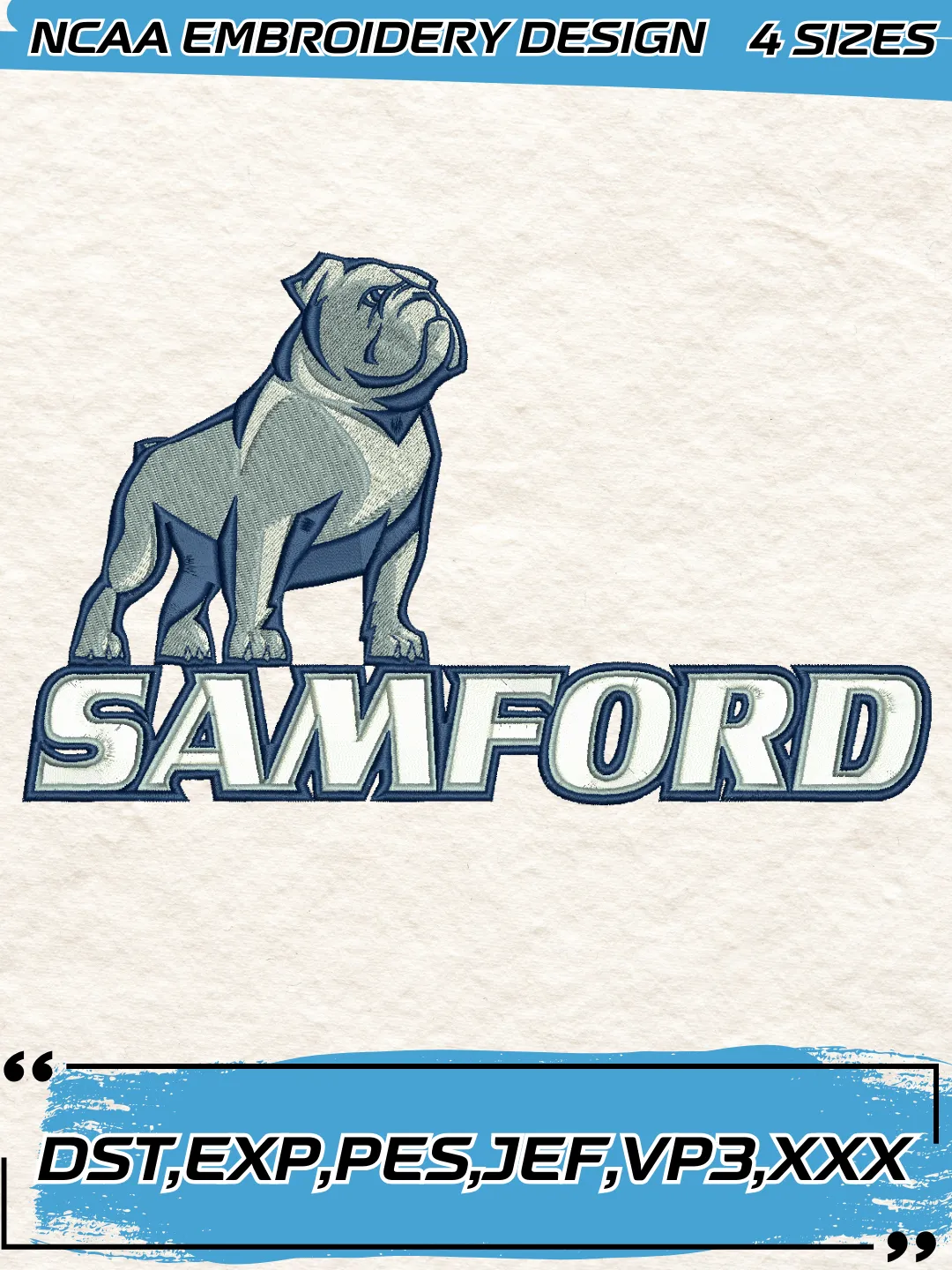 Samford Bulldogs Logos Embroidery Design,NCAA Logo Embroidery Design,Machine Embroidery Design File,4 Sizes, Digital Download