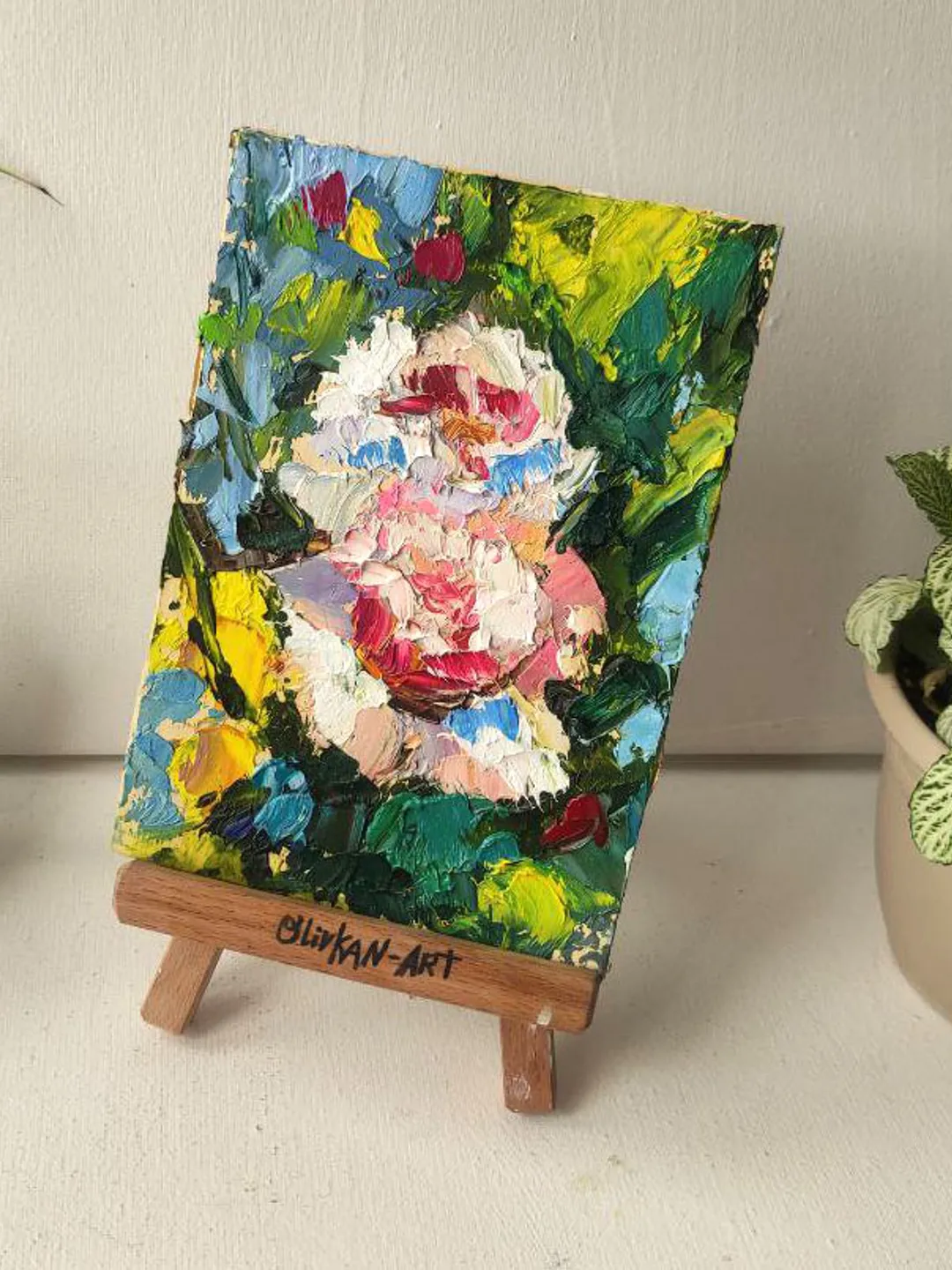 Rose Floral Art Original Rose Art Oil Artwork Bouquet Peony Wall Art