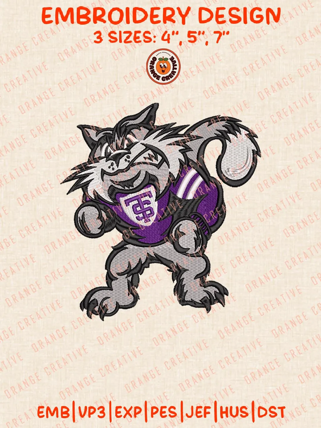 St Thomas Minnesota Tommies Mascot Logo Embroidery Design Files, NCAA Logos Embroidery Designs, NCAA Machine Embroidery Files, 3 Sizes, Custom Sizes, Instant Download