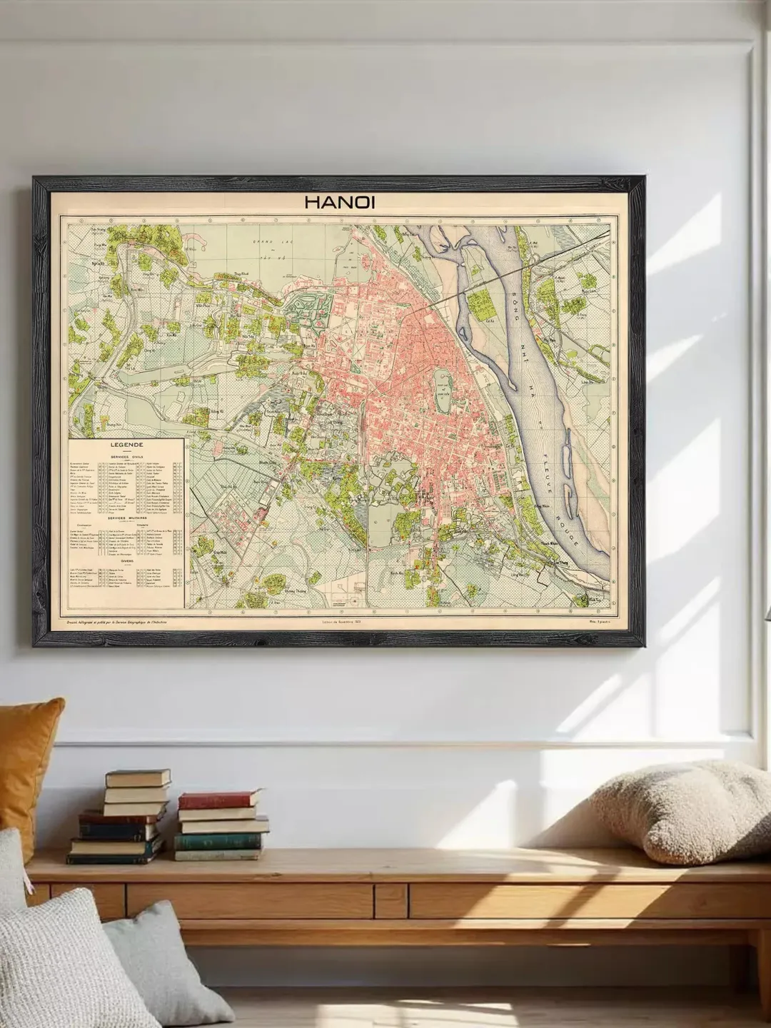 Vintage Hanoi Vietnam Map Print 1929 | Wall Decor Poster