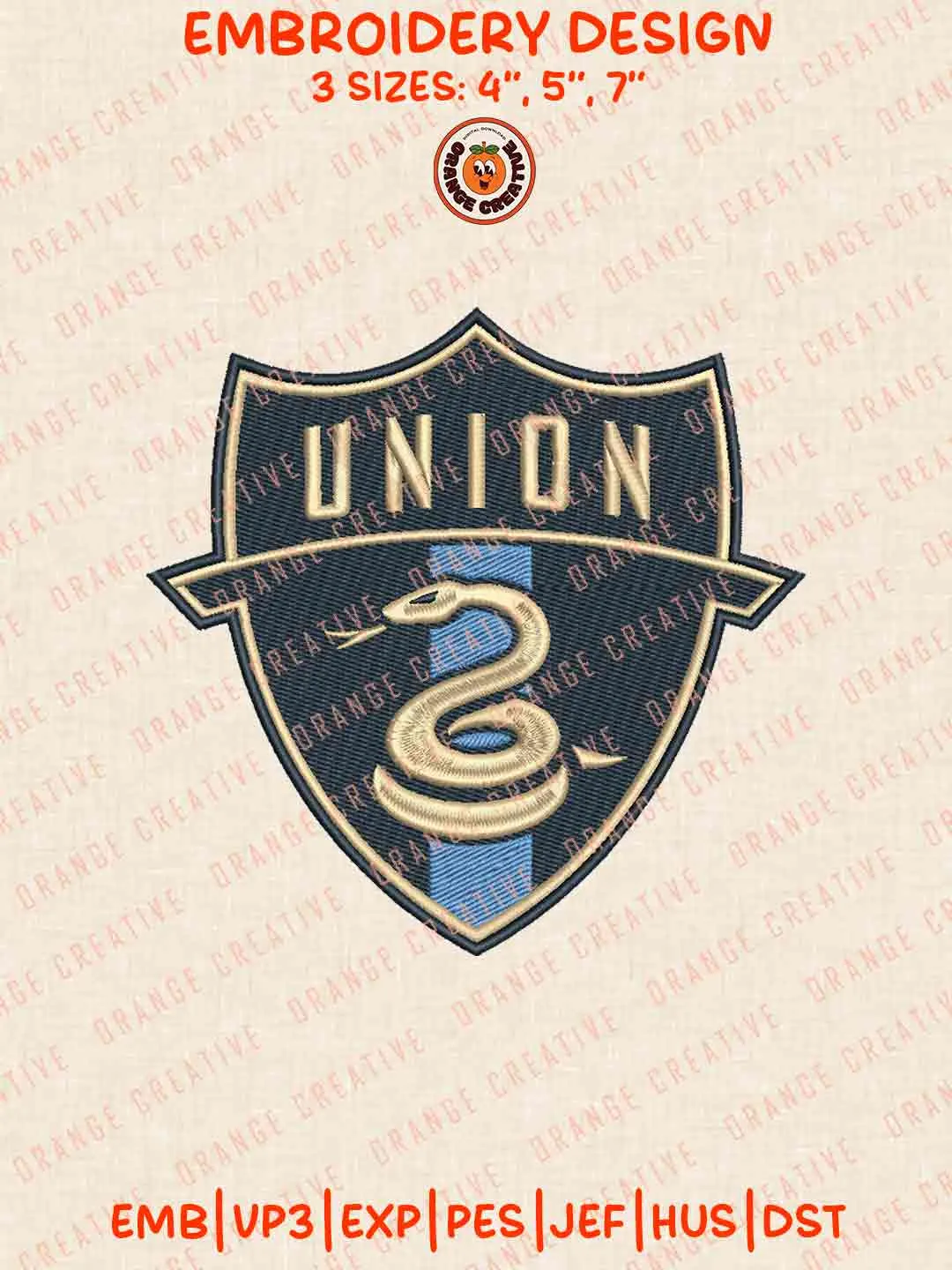 MLS Philadelphia Union Logo Embroidery Files, Philadelphia Union Embroidery Designs, League Soccer Machine Embroidery Files, MLS Philadelphia Union Logo Machine Embroidery, 3 sizes, Digital Download