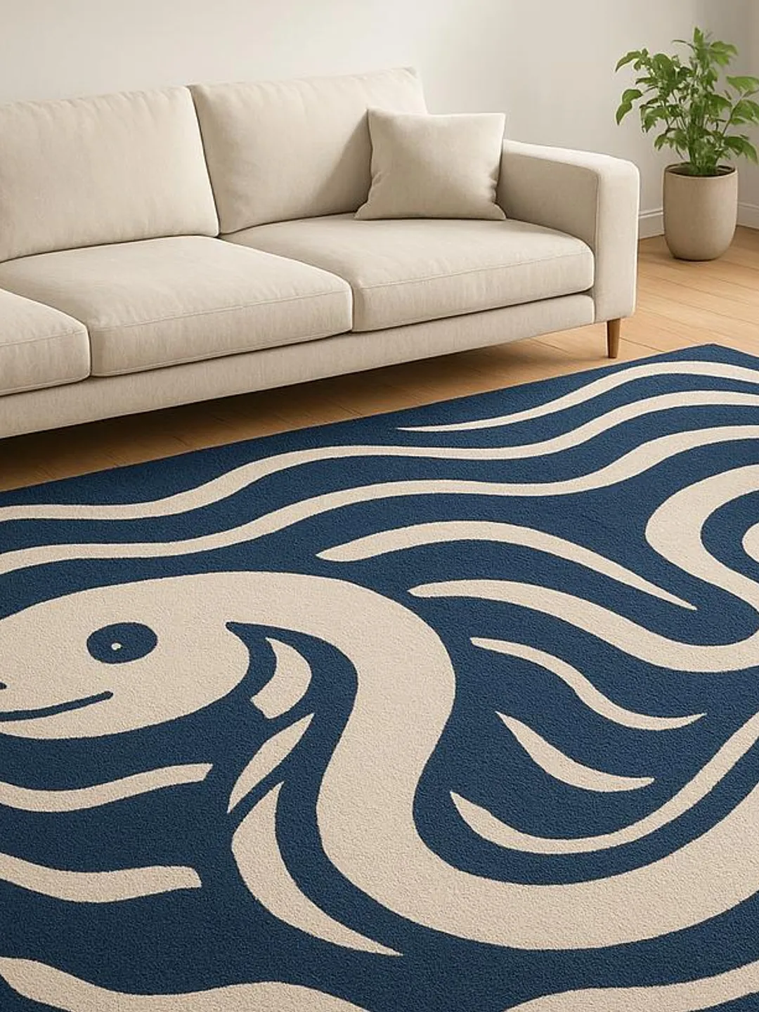 Ocean Fish Area Rug | Modern Abstract Living Room Carpet | Coastal Home ...