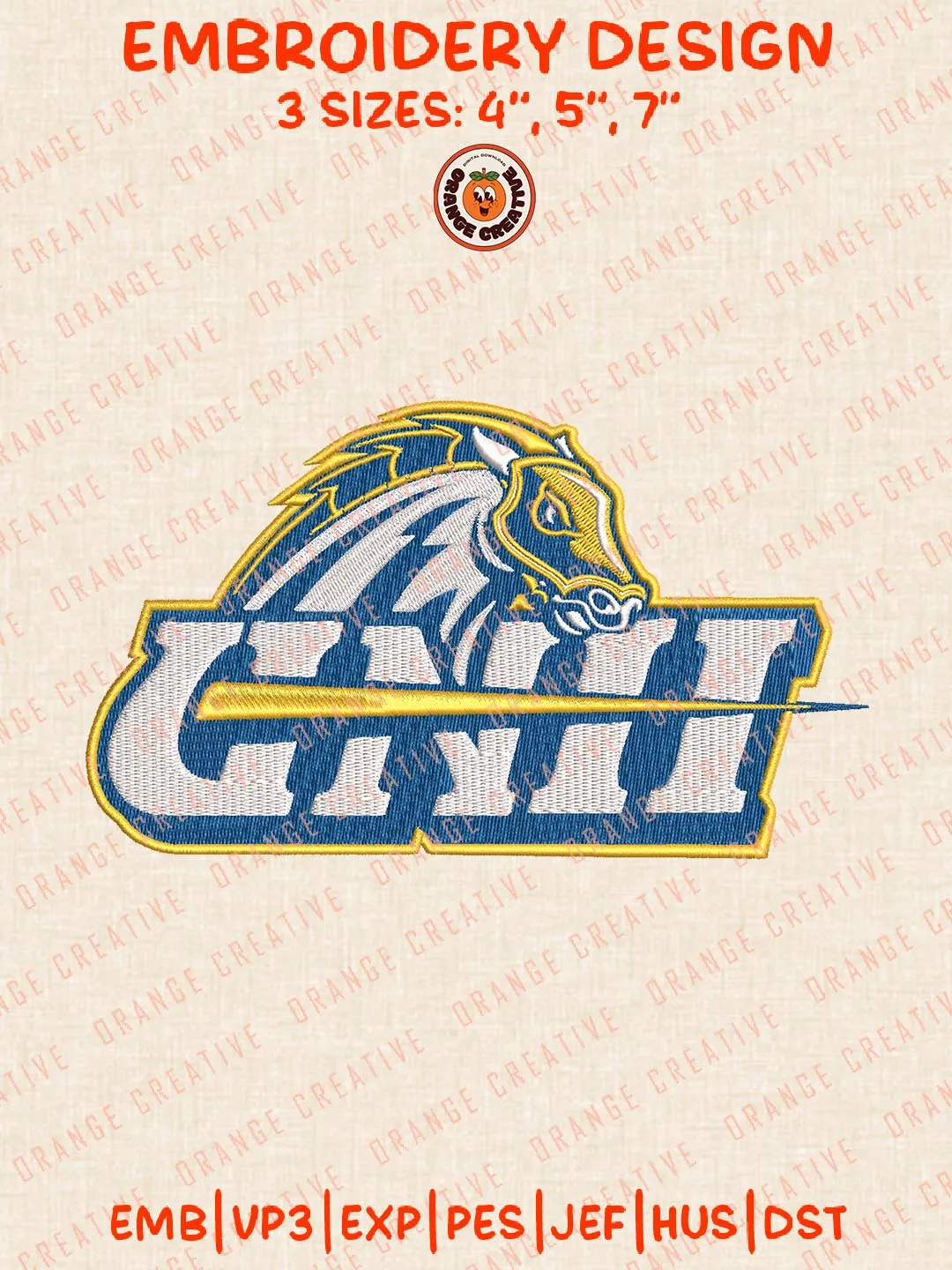 UNH Chargers Embroidery Design, NCAA New Haven Chargers Logo Embroidery Design, Machine Embroidery Design File, 4 Sizes, Digital Download