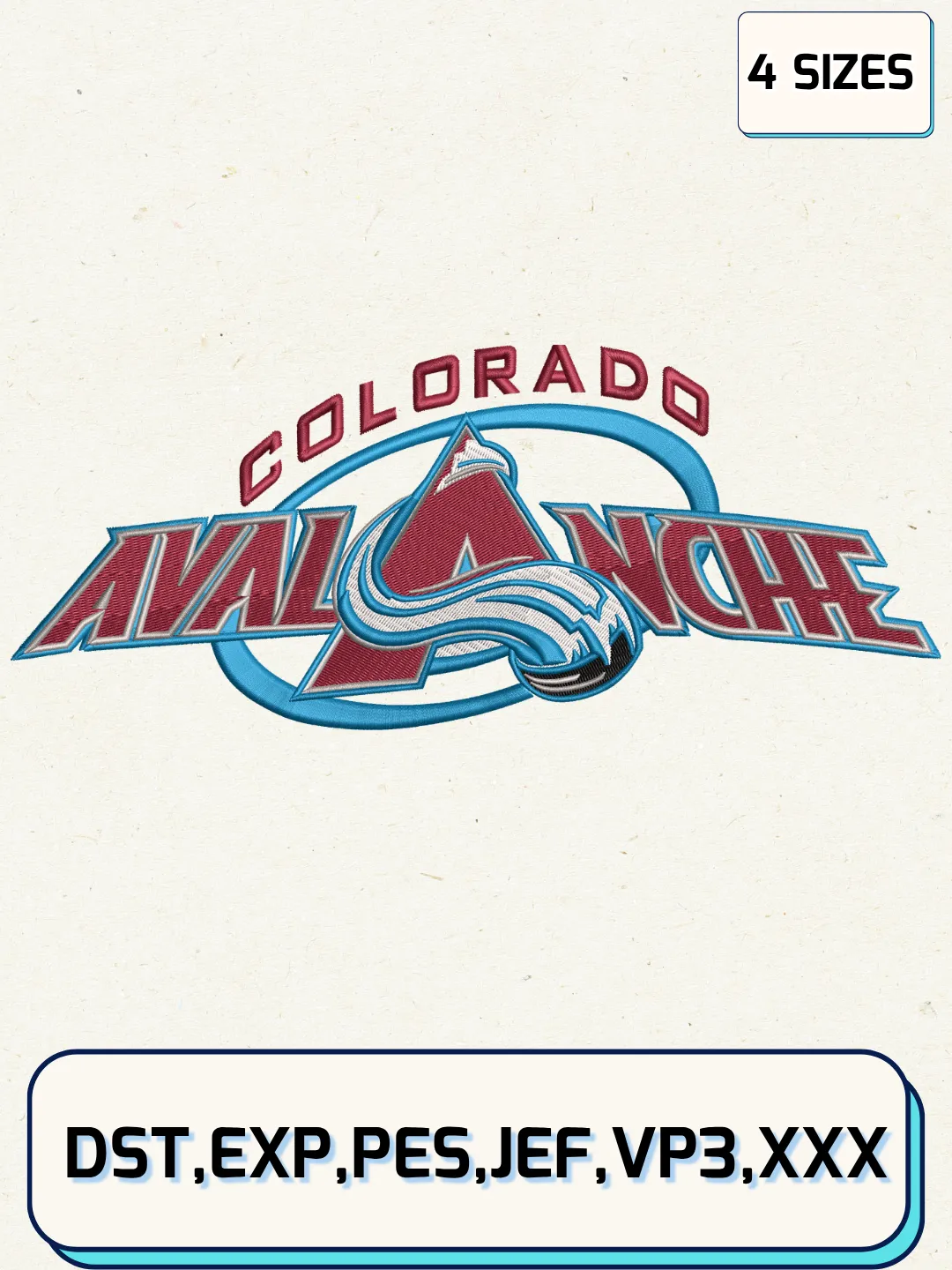Colorado Hockey Embroidery Design Files ,Machine Embroidery Files,4 Sizes