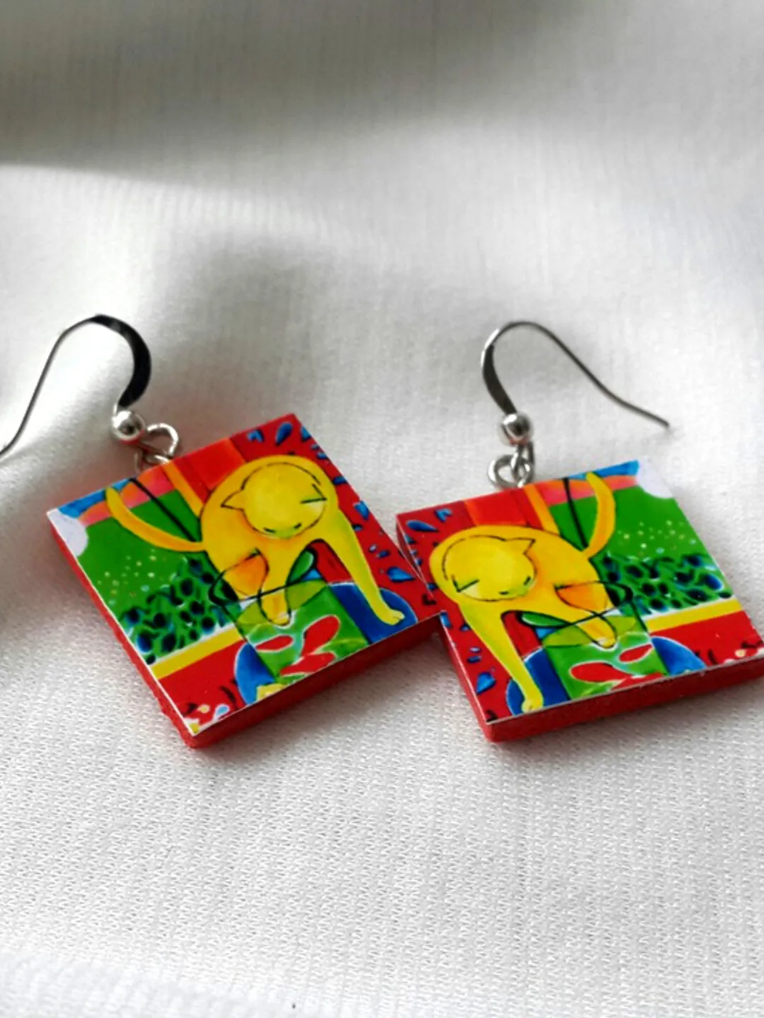 Henri Matisse earrings, Cat earrings, Matisse Cat painting, Matisse art gift