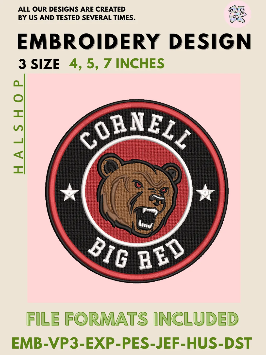 Cornell Big Red NCAA Team Funny Mascot Logo Embroidery Design Files – College Sports Machine Embroidery, 3 Sizes, Digital Instant Download