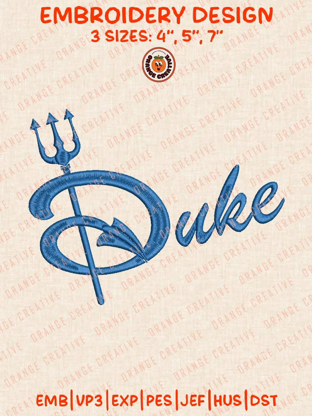 NCAA Duke Embroidery Design, NCAA Duke Blue Devils Team Logo Embroidery Design, Machine Embroidery Design File, 4 Sizes, Custom Size, Digital Download