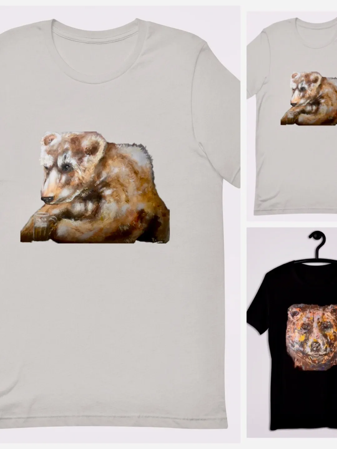 Bear with a pint Unisex t-shirt,bear with beer t shirt from my original watercolour painting,humorous t shirts,designer animals shirts