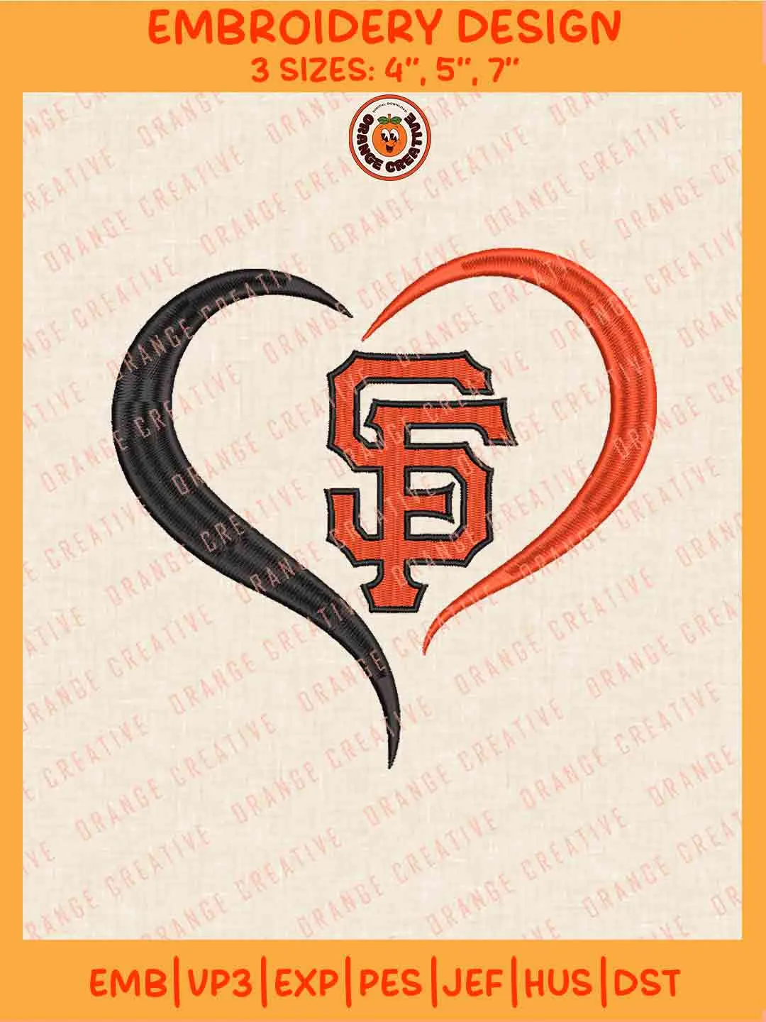 MLB San Francisco Giants Team Heart Logo Embroidery Files, MLB Giants Team Embroidery Designs, Baseball Team Team Machine Embroidery Files, MLB Machine Embroidery, Digital Download