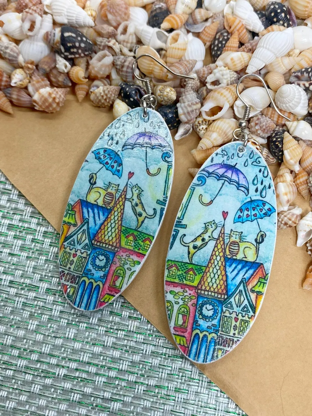 Earrings with cats. Interesting design of summer earrings. Handmade.